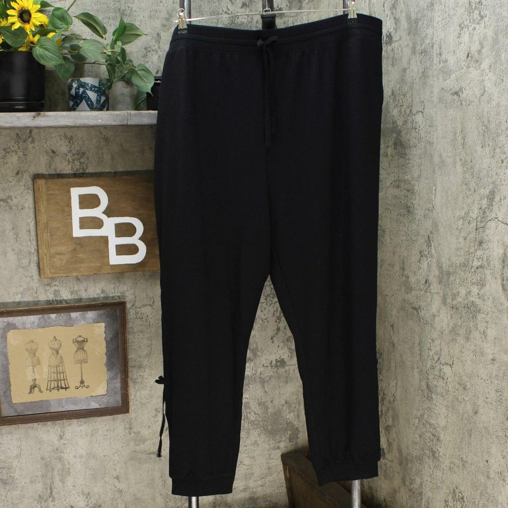 WVVY French Terry Side Tie Jogger Pants Black 3X